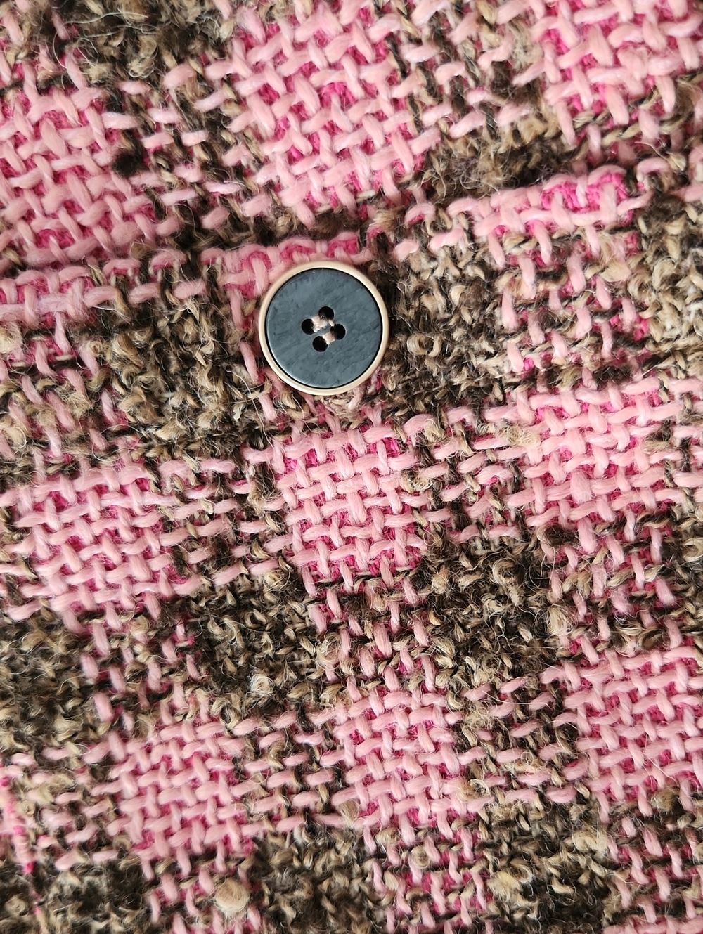 Mystree Pink and Brown Plaid Tweed Jacket and Short Set - Picture 14 of 14